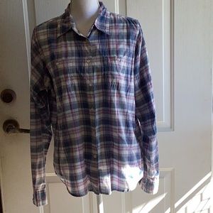 As Real As Wrangler,XL, blue/pink/wt,button down shirt,womens